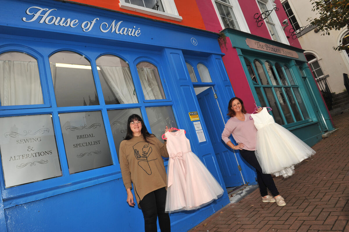  Local business women Marie Harvey of HOUSE of MARIE and Sarah O'Connor of The Princess Rooms outside their premises at Casement Square in Cobh, Co Cork. Pic: Larry Cummins