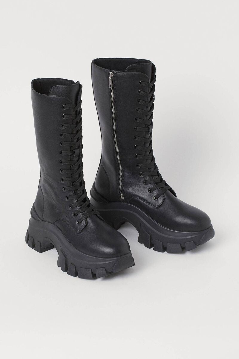 Chunky Leather boots, €119, H&amp;M