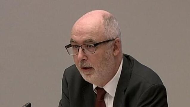 <p>Seán Ó Foghlú: Asked for the PAC to state 'the main areas of interest for members in the accounts'. Picture: Oireachtas TV/PA Wire</p>