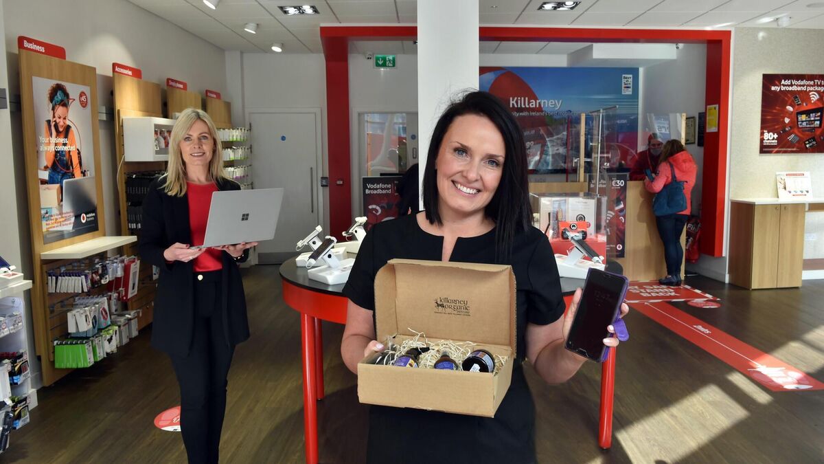  Rosemary O'Connor, with some of her Killarney Organic skincare range, pictured with Jessica O'Connor in the Vodafone outlet in Killarney.