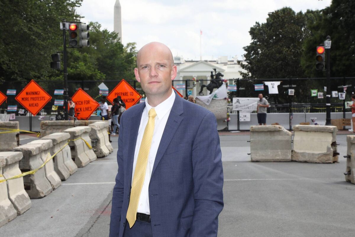 RTÉ Washington correspondent, Brian O'Donovan, on 16th Street NW. Picture: Marty Katz/washingtonphotographer.com 