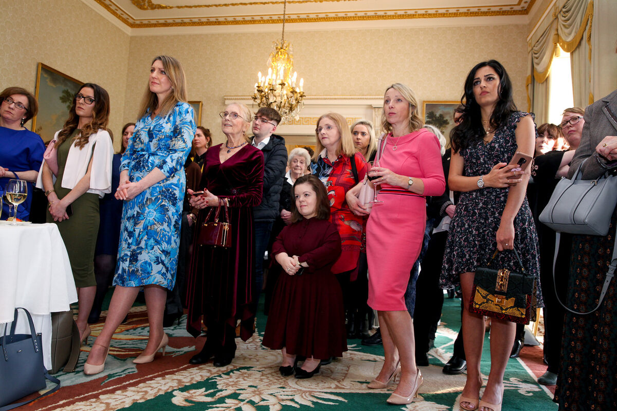 Sinead Burke with President and Sabina Higgins at a reception to mark International Women's Day 2020