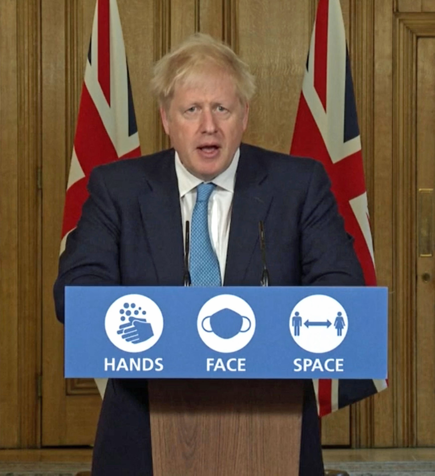 British Prime Minister Boris Johnson during a media briefing in Downing Street Picture: PA