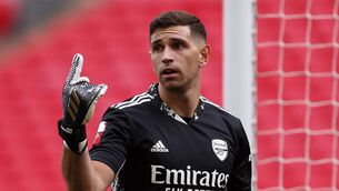 <p>Departing Arsenal goalkeeper Emiliano Martinez</p>