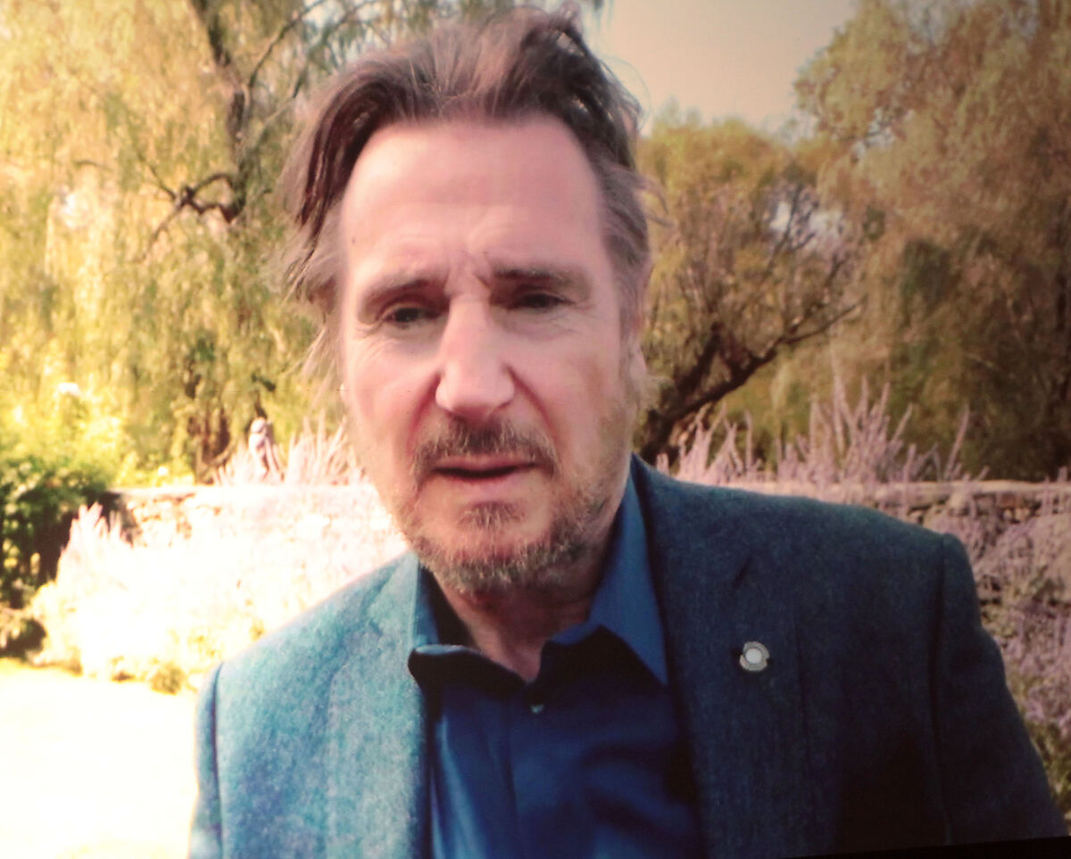  Liam Neeson joins in the ceremony remotely.