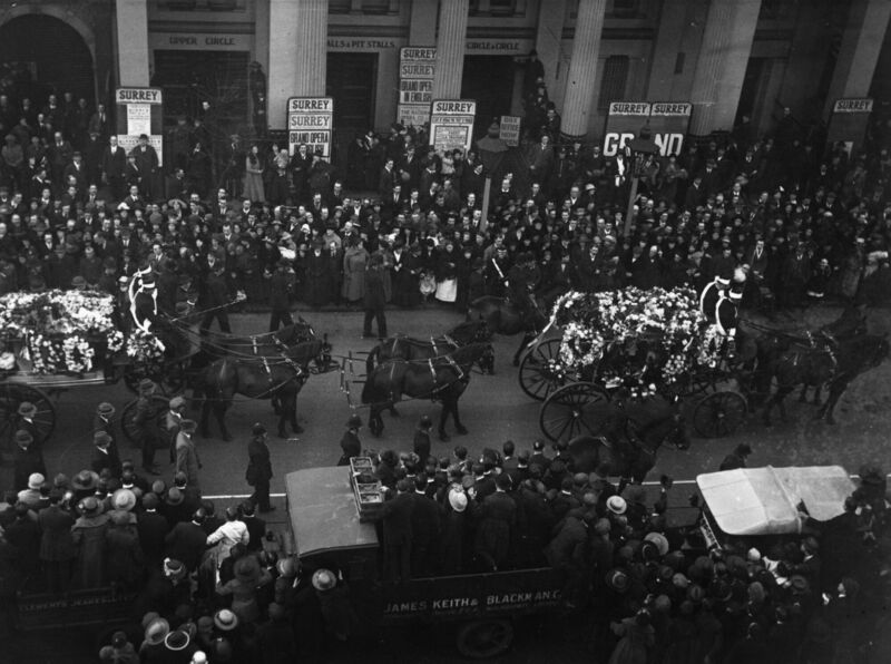  The funeral procession in London on October 28, 1922 of Terence MacSwiney who died on the 74th day of his hunger strike in Brixton Prison and was brought back to Cork for burial. (Photo by Topical Press Agency/Getty Images)