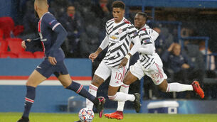 <p>Marcus Rashford hit the winner as Manchester United secured Champions League victory at Paris Saint-Germain. (Michel Euler/AP)</p>