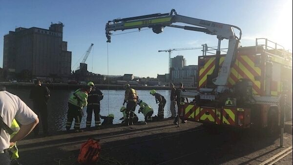 Firefighters during the river rescue.