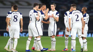 <p>Tottenham Hotspur's Gareth Bale (centre right) and team-mates before the UEFA Europa League match. Picture: Adam Davy</p>