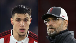 <p>Muhamed Besic and Jurgen Klopp (Mike Egerton/ANP/PA Wire)</p>