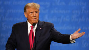 <p>President Donald Trump speaks during the second and final presidential debate in Nashville, Tennessee. Picture: Julio Cortez/AP</p>