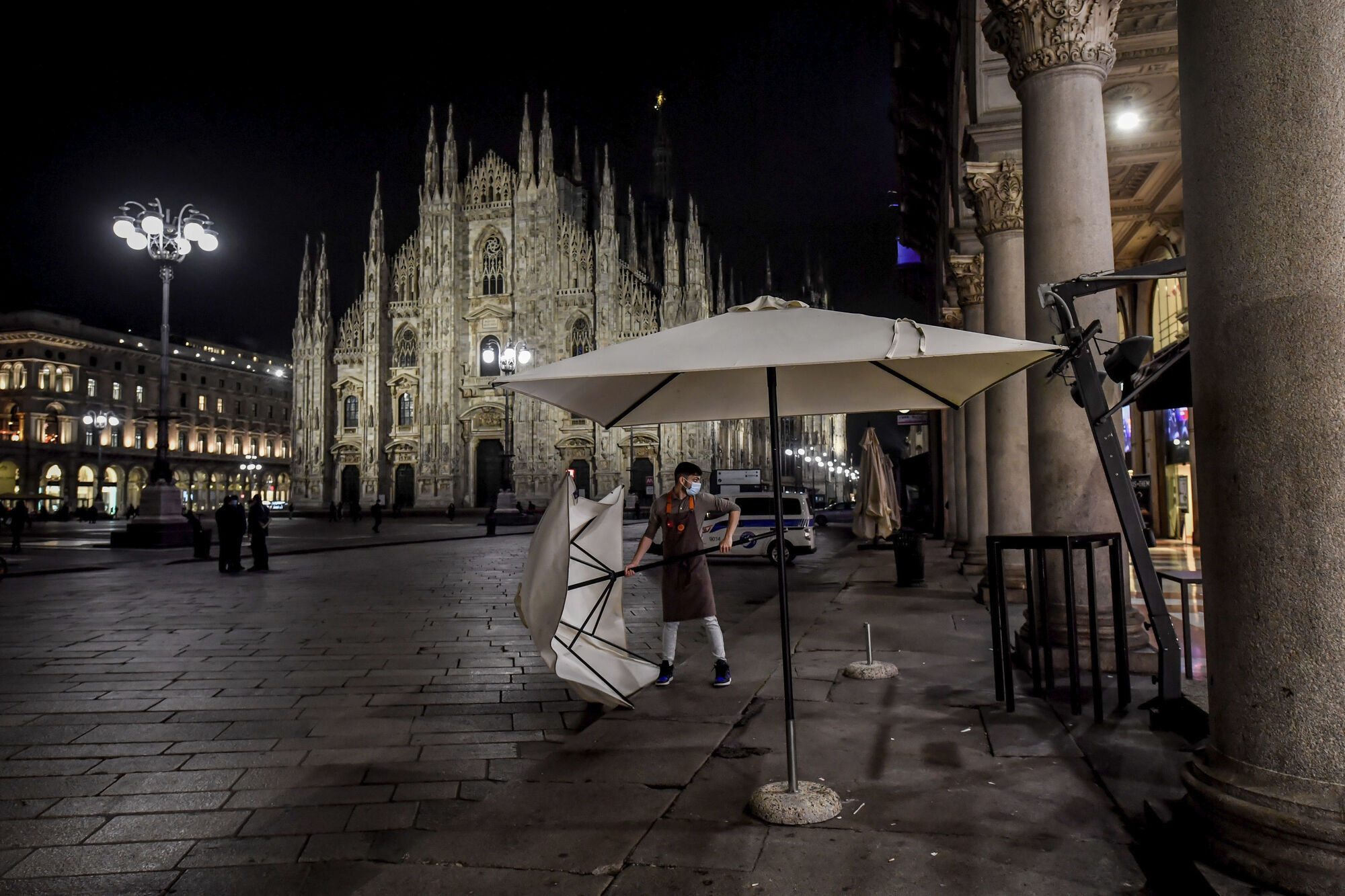Authorities in regions including Italy's three largest cities have imposed curfews in a bid to slow the spread of Covid-19, as many of the cases in Lombardy's surging outbreak have occurred in Milan. Picture: Claudio Furlan/LaPresse via AP