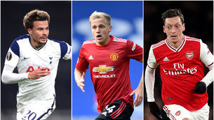 <p>Dele Alli, Donny Van De Beek and Mesut Ozil are among the big-name Premier League players currently struggling for game time (PA)</p>