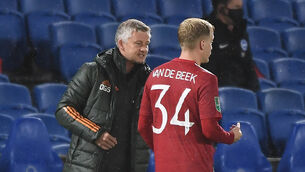 <p>Ole Gunnar Solskjaer insists Donny van de Beek has a big part to play. Picture: Andy Rain/PA</p>