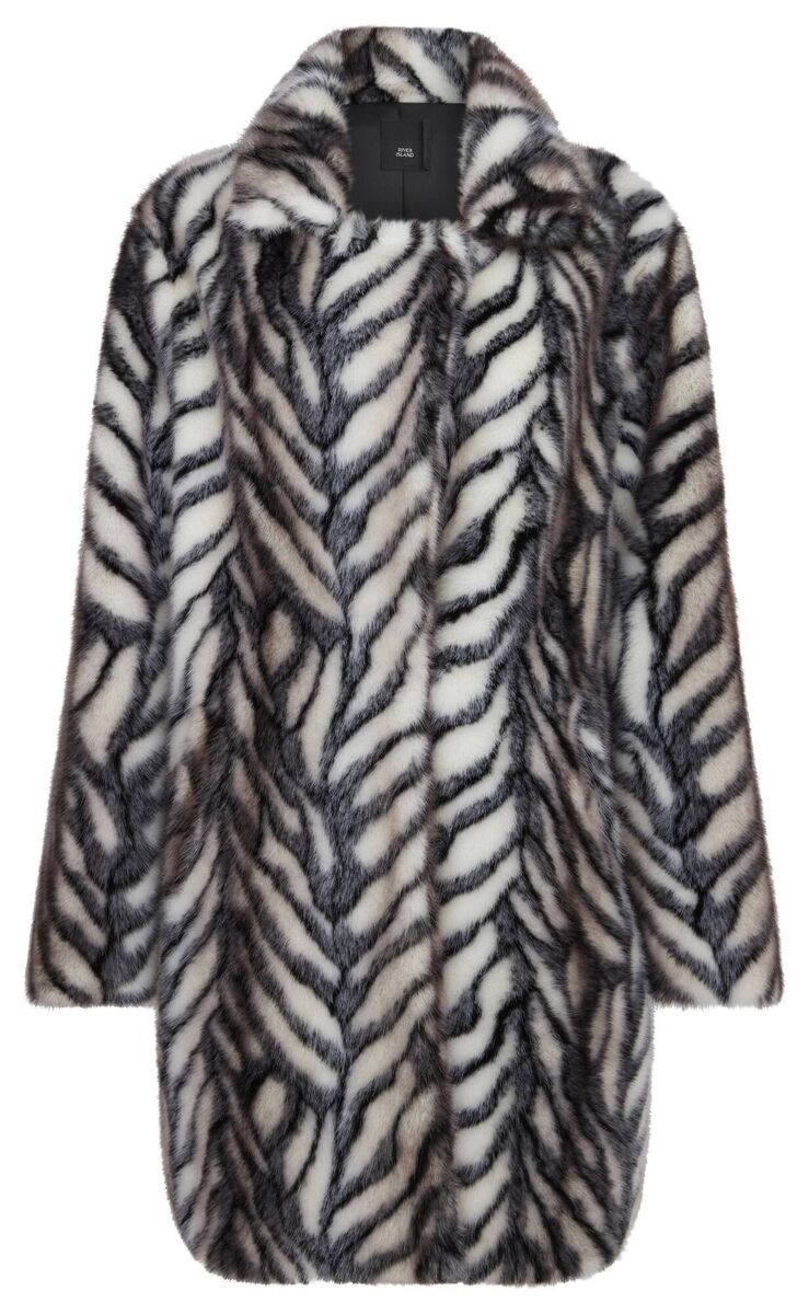 Zebra faux fur coat, River Island, €134