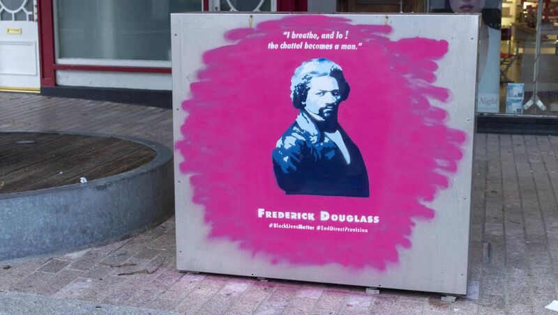 The latest electrical box painting by Kevin O'Brien pays tribute to Frederick Douglass. The latest electrical box painting by Kevin O'Brien pays tribute to Frederick Douglass.