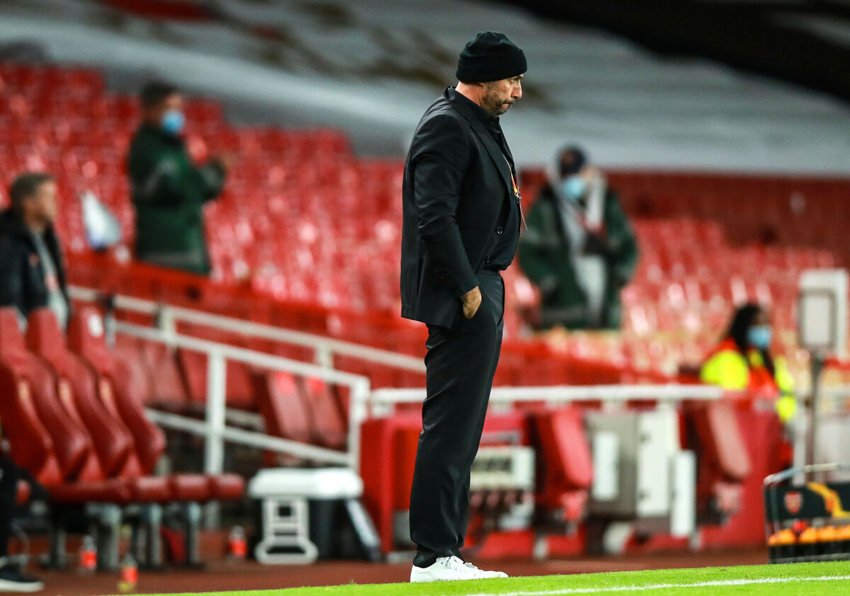 Dundalk manager Filippo Giovagnoli late in the game. Picture: INPHO/Tommy Dickson