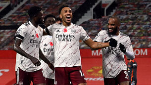 <p>Pierre-Emerick Aubameyang scored the only goal (Paul Ellis/PA)</p>