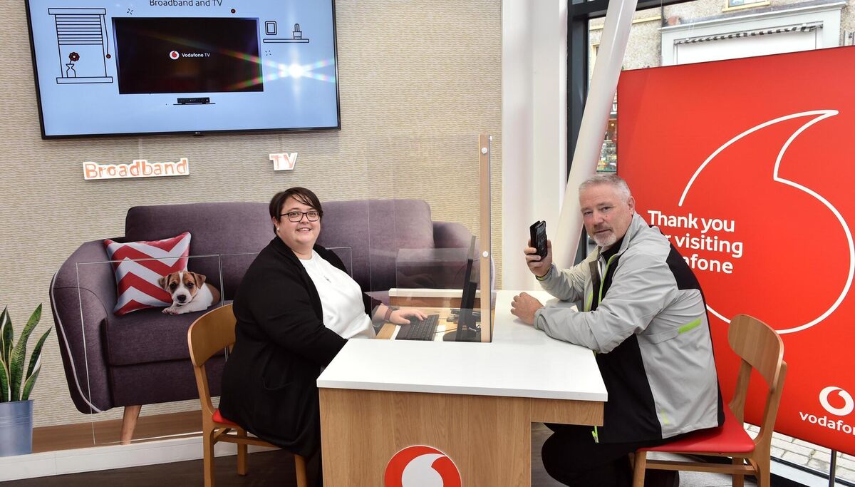  Tim Healy, Home Instead, Kerry and West Cork,  with Carolanne Kissane, Vodafone Business In Retail advisor, Killarney, Co Kerry.