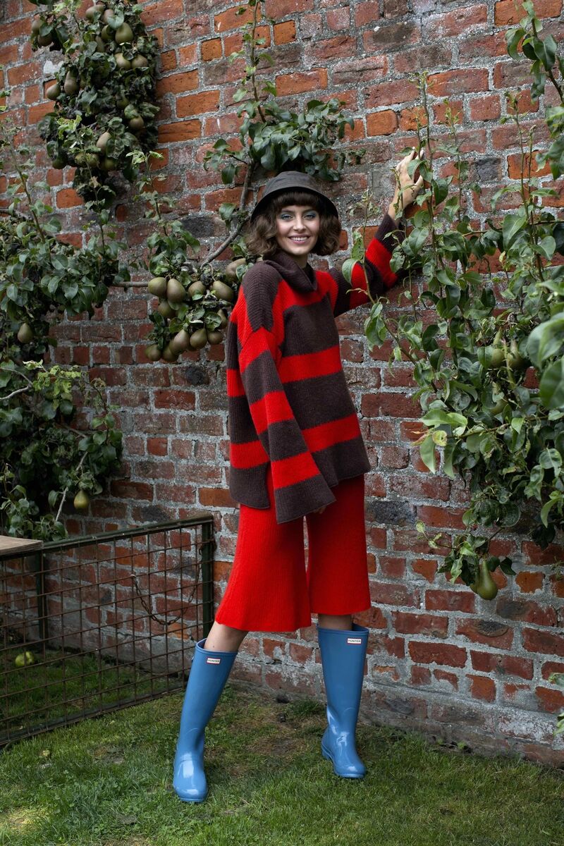 Funnel-neck sweater, €45; Culottes, €390. laura-chambers.com