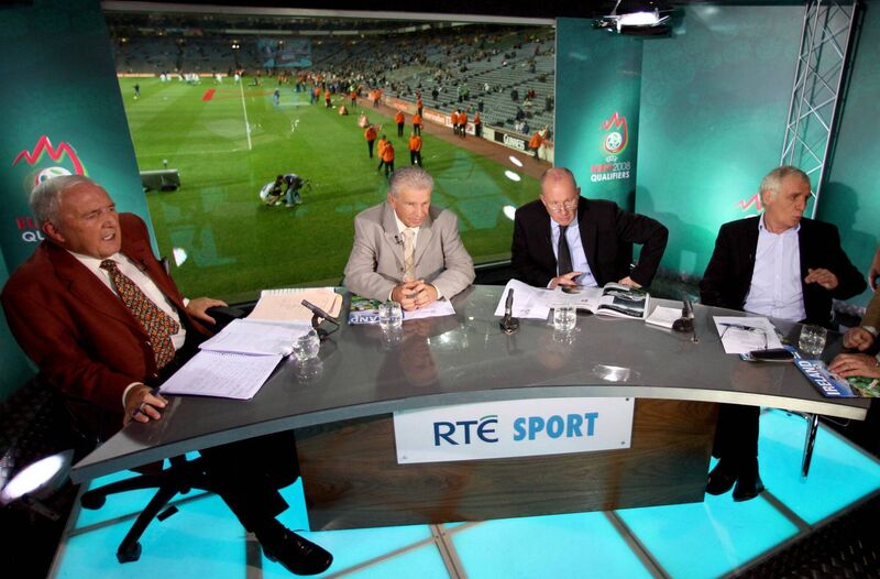 RTE Television at Croke Park 17/10/2007 A view of the studio with from L-R: Bill O'Herlihy, Johnny Giles, Liam Brady and Eamon Dunphy Picture: ©INPHO/Donall Farmer RTE Television at Croke Park 17/10/2007 A view of the studio with from L-R: Bill O'Herlihy, Johnny Giles, Liam Brady and Eamon Dunphy Picture: ©INPHO/Donall Farmer