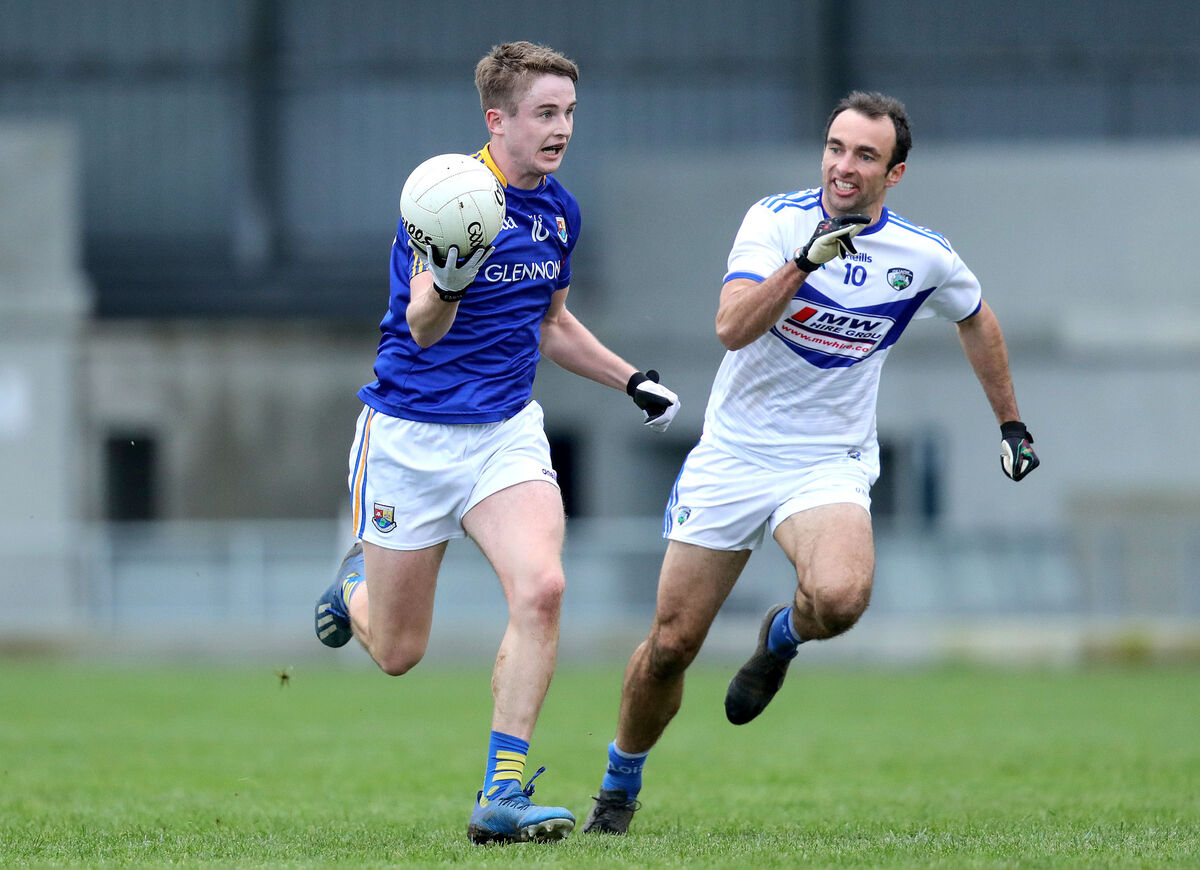 Longford's Dessie Reynolds and Gareth Dillion of Laois. Picture: INPHO/Bryan Keane