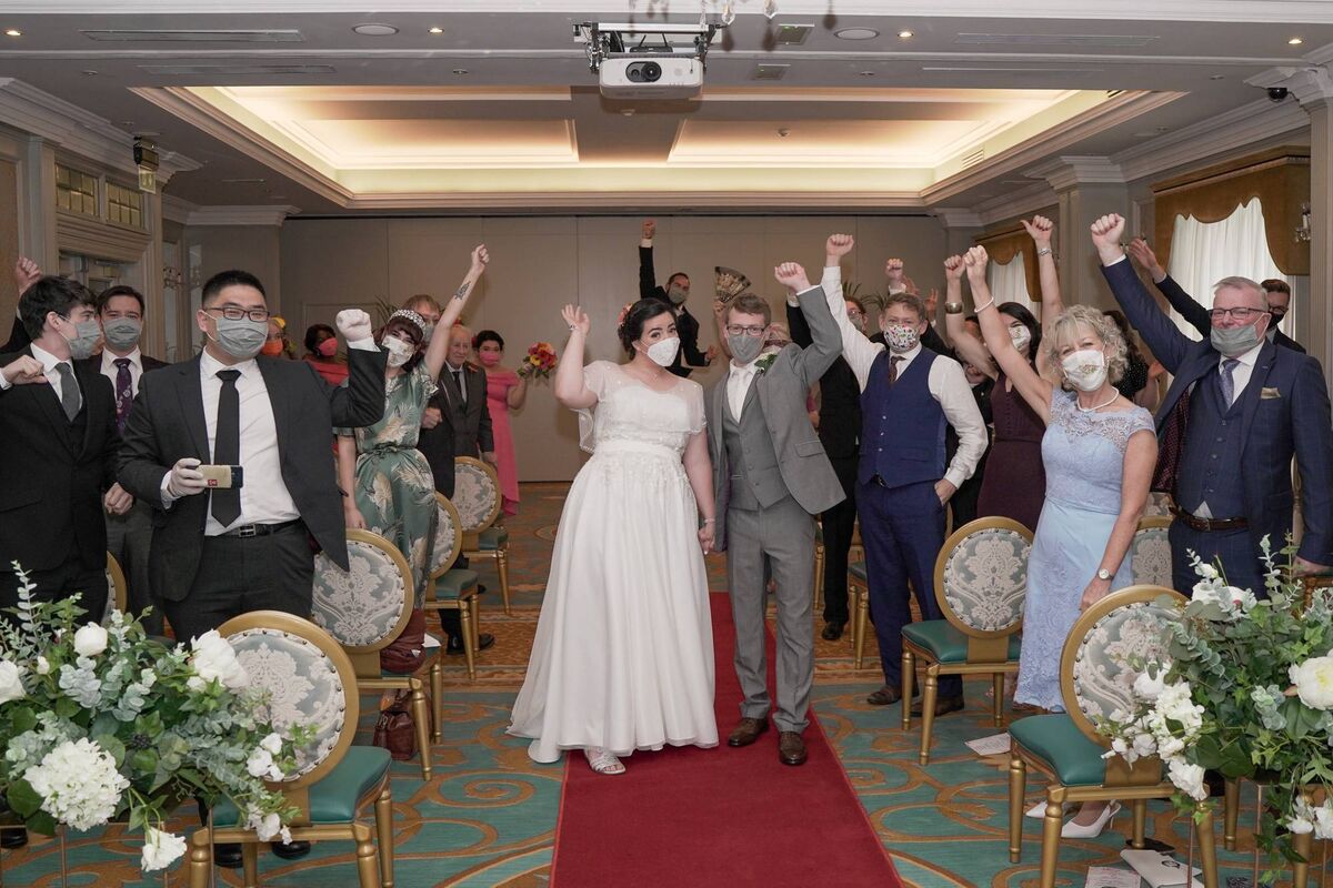 Family and friends celebrate Jackie Ní Fhogartaigh and Matthew White's wedding