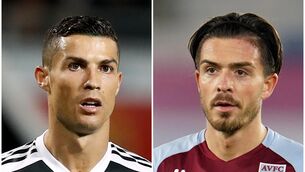 <p>Cristiano Ronaldo and Jack Grealish (Martin Rickett/Jon Super/PA)</p>