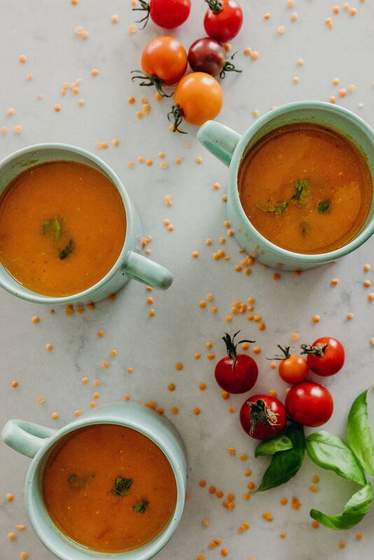 Tomato, lentil and basil soup is filling and hearty, and packed full of fibre. Tomato, lentil and basil soup is filling and hearty, and packed full of fibre.
