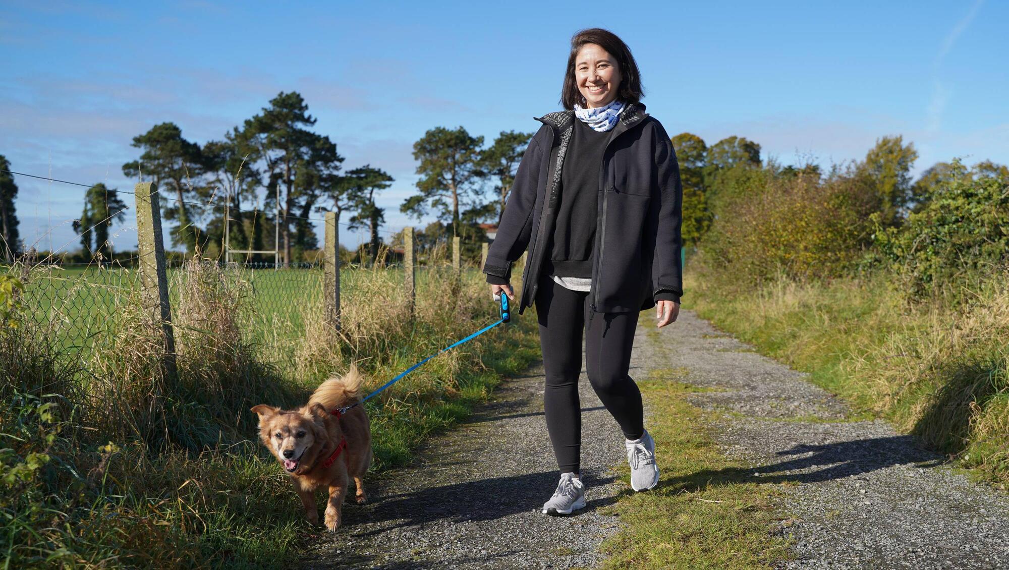 A dog walk a day plus a new smart fitness tracker keeps stress at bay