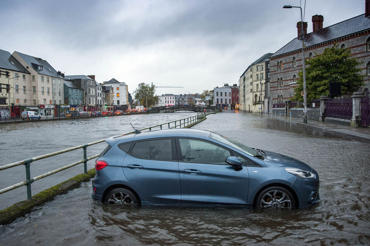  River Lee breaks its banks on Fr Mathew Quay, Cork city during heavy flooding.