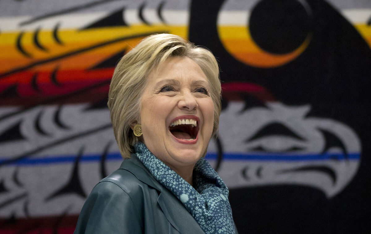 Hillary Clinton laughs as she participates in a roundtable with Washington Tribal Leaders at Chief Leschi School in Puyallup, Wash., Tuesday, March 22, 2016. Picture: AP Photo/Carolyn Kaster
