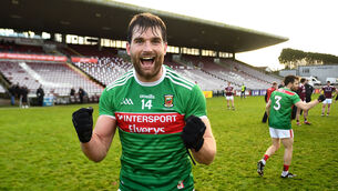 <p>Aidan O'Shea of Mayo celebrates following the win. Picture: David Fitzgerald/Sportsfile</p>