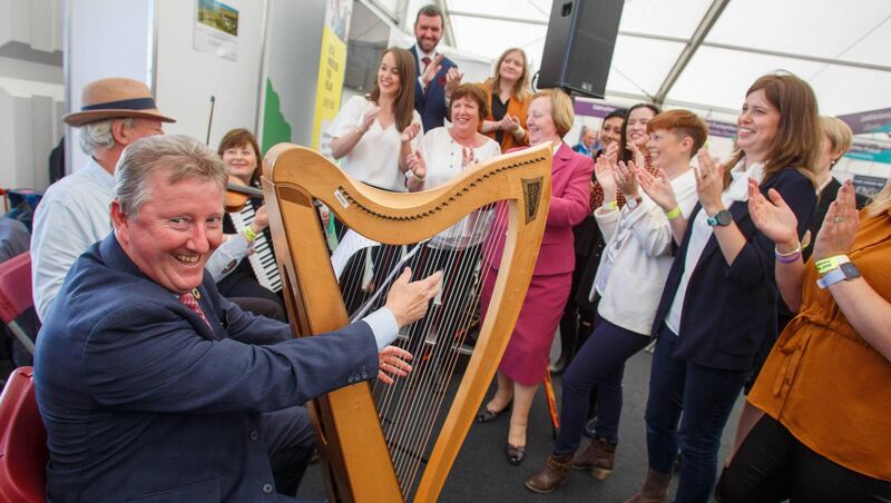 Seán Canney, former Minister of State for Community Development, Natural Resources and Digital Development, joins in with St Agnes’ Community Centre for Music and the Arts, Dublin, at the announcement of Rethink Ireland's Ignite Fund Awardees.