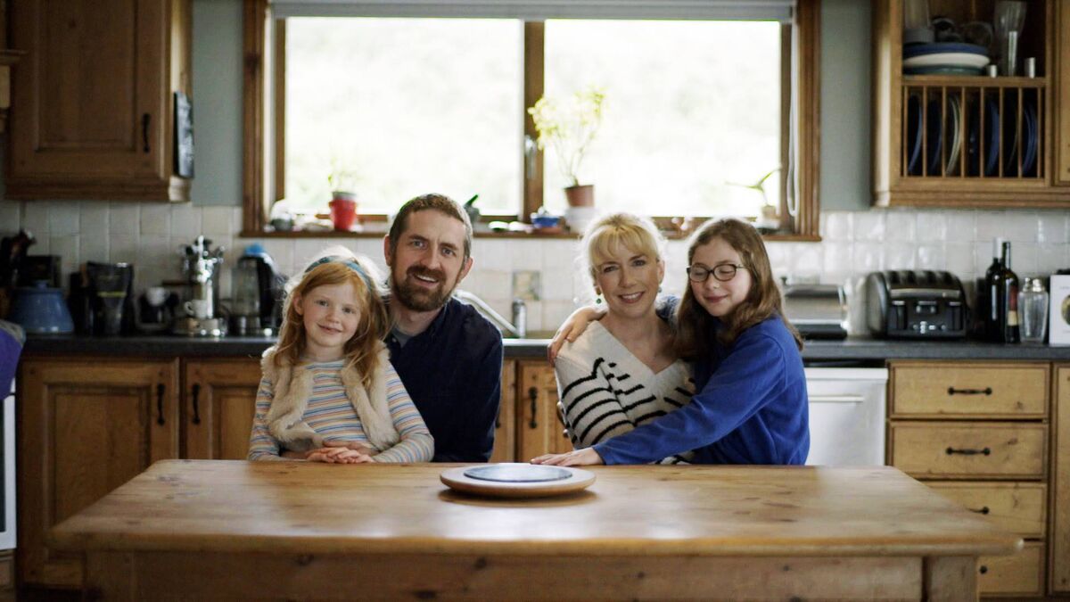 Humanist celebrant Billy Mag Fhloinn and musician and broadcaster Muireann Nic Amhlaoibh, with their children Líse and Sadhbh. 