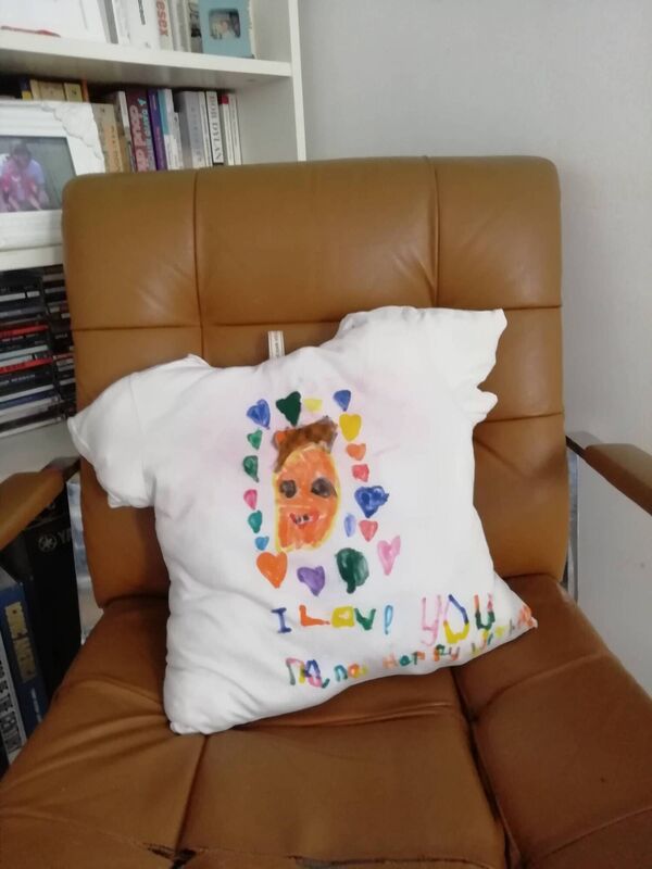 Hug cushion designed by Jan Brierton and her children. Hug cushion designed by Jan Brierton and her children.