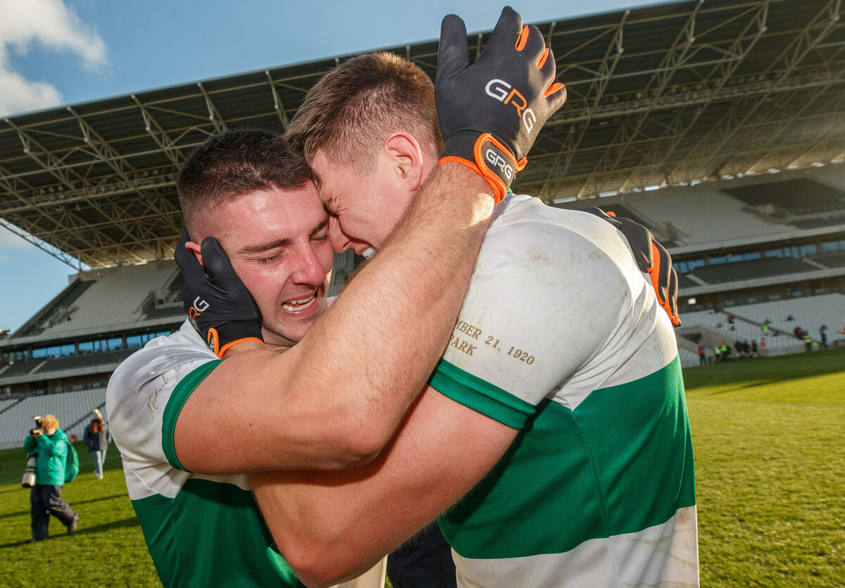 Tipperary’s Colin O’Riordan and Steven O'Brien celebrate. Picture: INPHO/James Crombie
