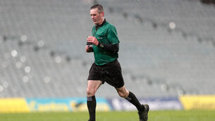 <p>Referee James Owens during the qualifier between Cork and Tipp earlier in the Championship. Picture: INPHO/Laszlo Geczo</p>