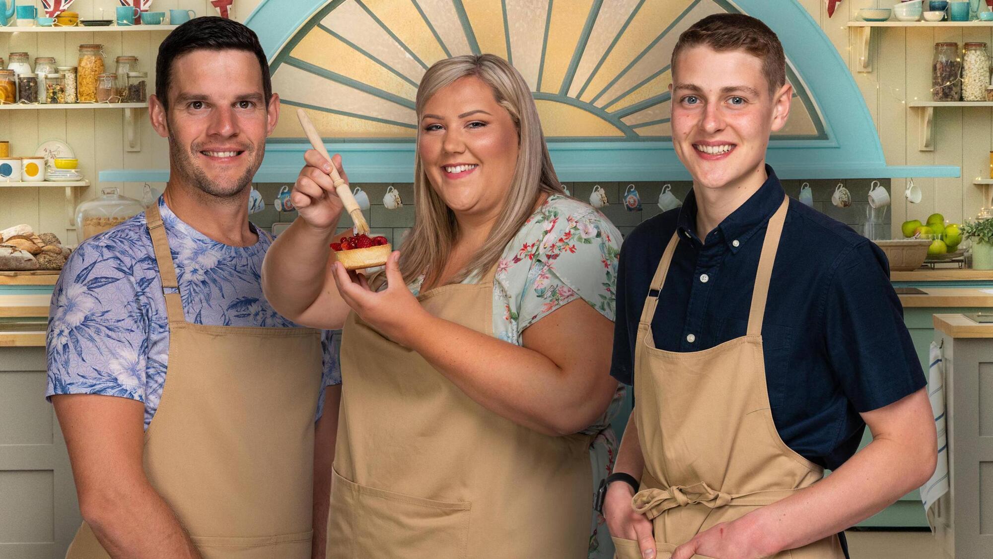 Dave, Laura and Peter - Great British Bake Off finalists.