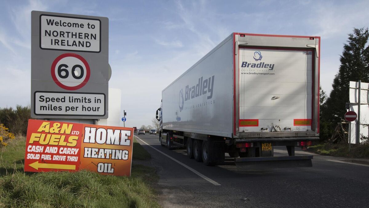 A truck leaving the small village of Bridgend in the Republic and travelling into NI. File picture: Eamonn Farrell/RollingNews.ie