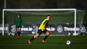 <p>Katie McCabe during a Republic of Ireland Women training session earlier this week at the FAI National Training Centre in Abbotstown. Picture: Stephen McCarthy/Sportsfile</p>