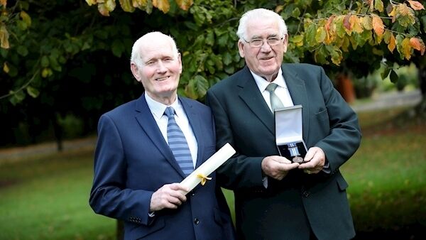 Michael Gallagher and James Gallagher, Co. Donegal, who both received a Bronze National Bravery Award at Farmleigh.