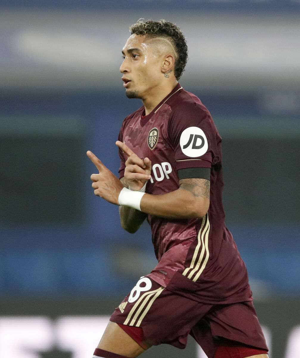 Leeds United's Raphinha celebrates scoring his side's first goal of the game. Picture: Clive Brunskill/PA Wire Leeds United's Raphinha celebrates scoring his side's first goal of the game. Picture: Clive Brunskill/PA Wire