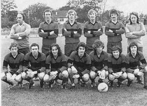 Albert Rovers' first match v Shamrock Rovers was at Flower Lodge on October 3 '76: Back: Alec Ludzik, John Brohan, Barry Notley, Noel O'Mahony (player-manager), Billy Field, Ken McGrath. Front: Pat Horgan, Pat Morley, Paddy Daly, Pat Kirby, James Quinn (c), Brendan Draper, Dom Kenny. Picture: Plunket Carter