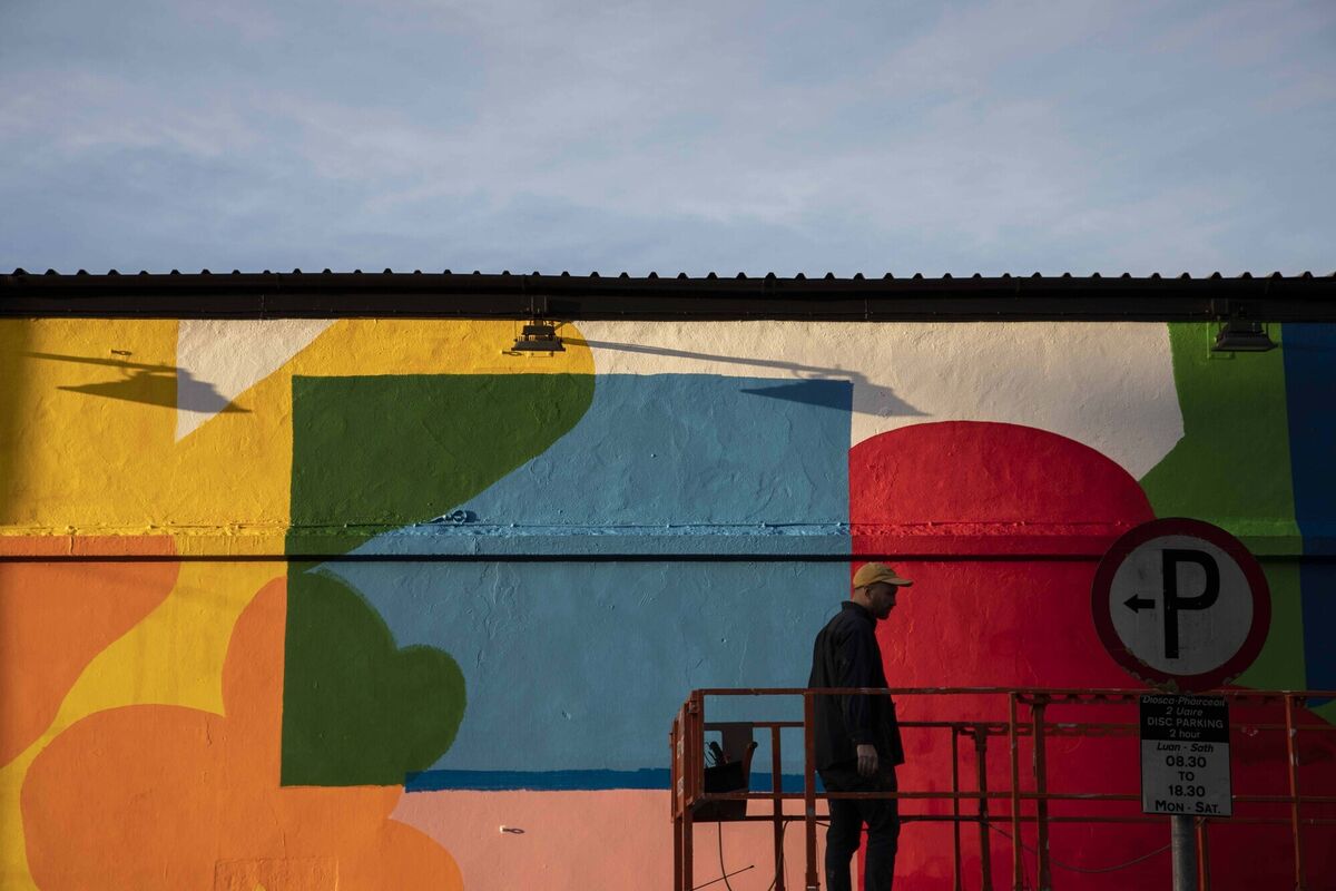Artist, Maser pictured working on his mural at the Kino, Cork City. Picture: Clare Keogh