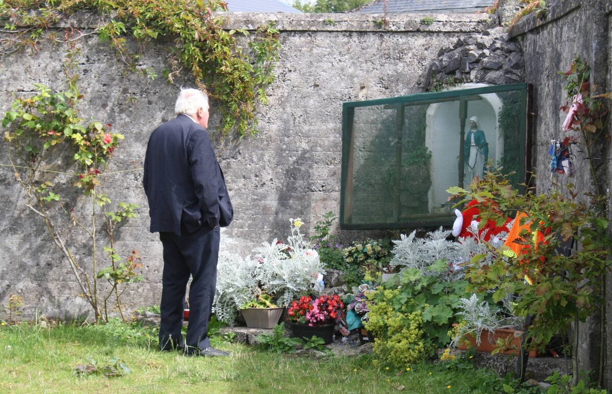 Tom Warde at the Mother and Baby home memorial in Tuam where he was born on June 3, 1942, to his mother Maureen. Photo: Breeda Murphy