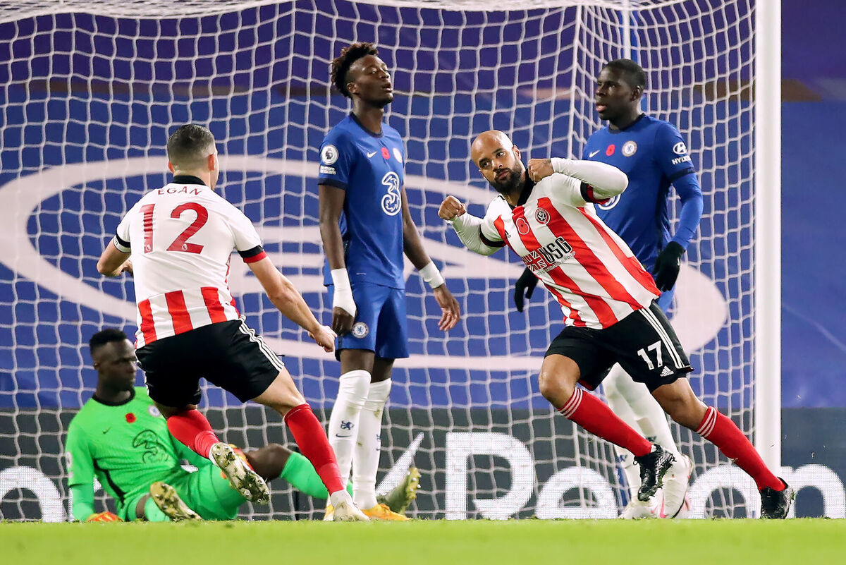 Sheffield United's David McGoldrick celebrates scoring against Chelsea at Stamford Bridge last month. Picture: Peter Cziborra/PA Wire