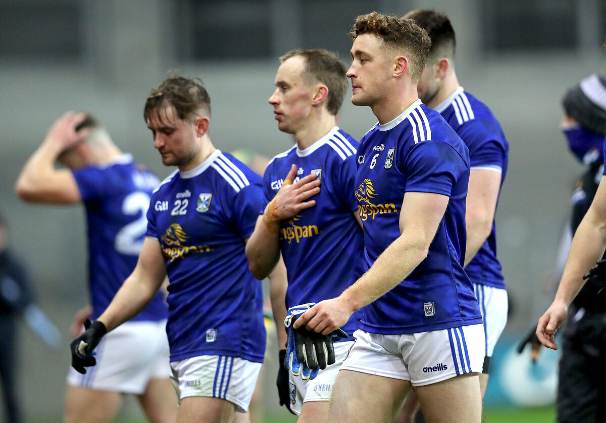 Cavan's Stephen Murray, Martin Reilly, Ciaran Brady at the end of the game. Picture: INPHO/Bryan Keane
