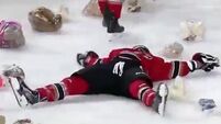 Ice hockey goal sparks teddy bear pitch invasion