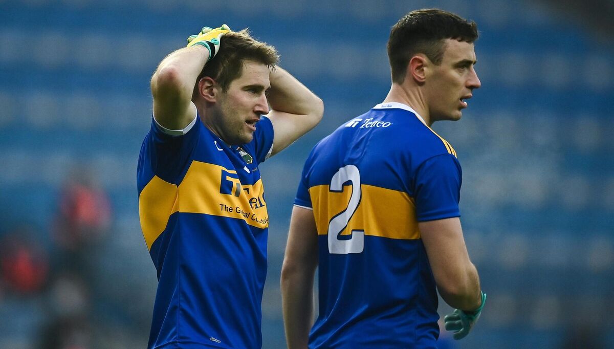 Bill Maher, left, and Alan Campbell of Tipperary. Photo by Harry Murphy/Sportsfile